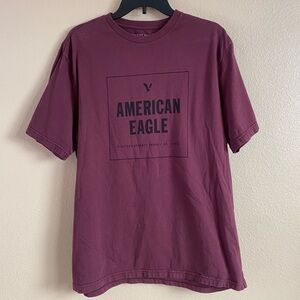 American Eagle Mens Size Large AE Logo Graphic T Shirt‎ Tee Black and Burgundy